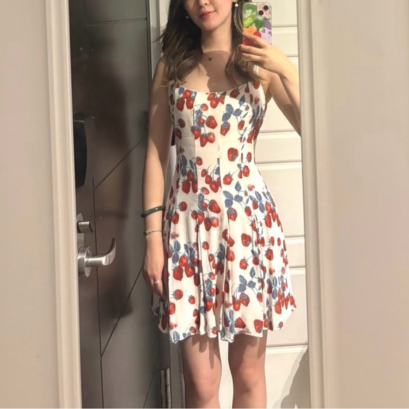 Reformation Annelise Dress In Strawberry Jam, new without tags, never worn. - Picture 6 of 6